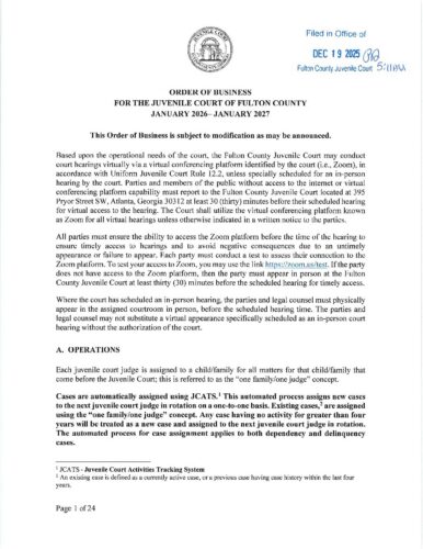 2026 2027 FCJC Order of Business pdf Fulton County Juvenile Court